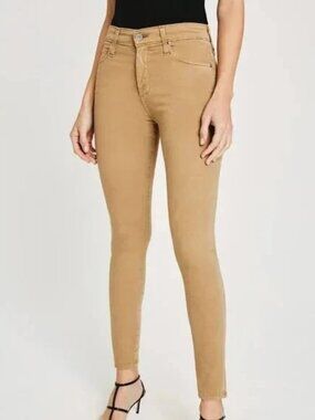 New AG Flawless Farrah Ankle Seamless High Skinny Jeans Sulphur Shale Brown 23